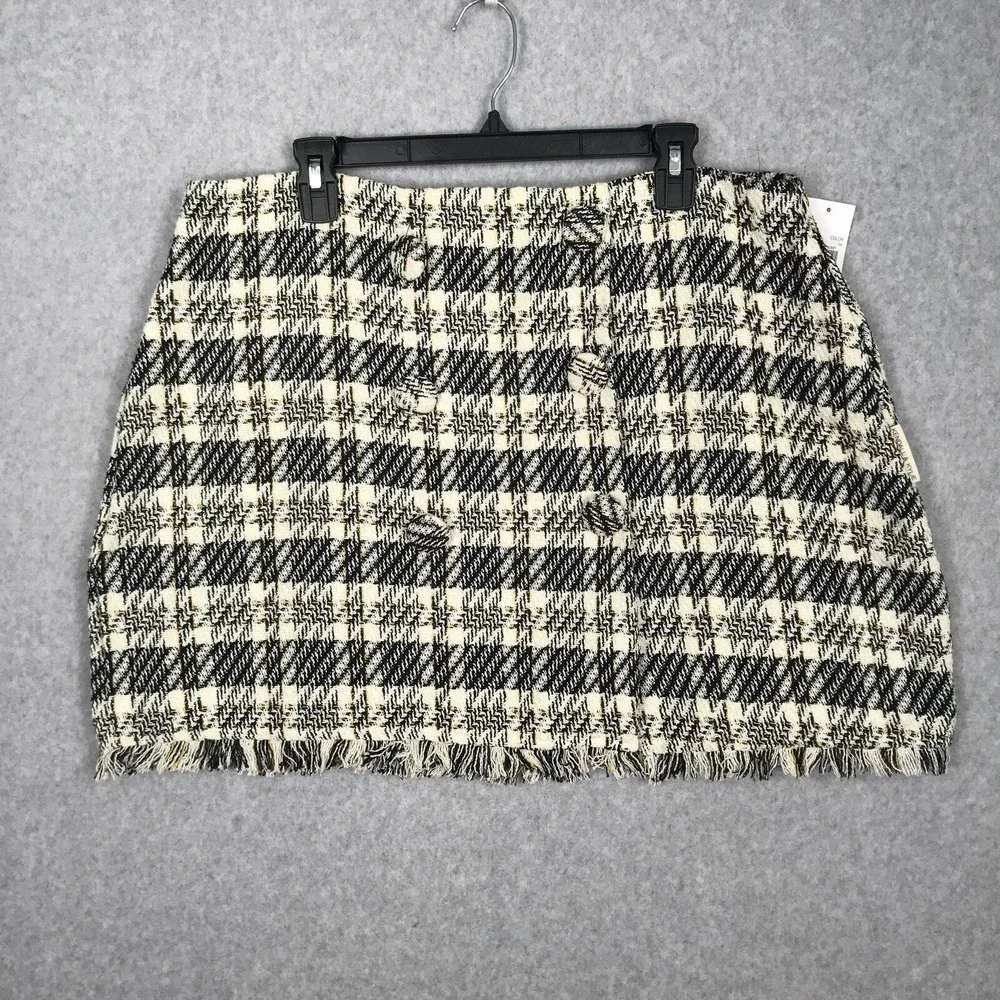 Kendall Kylie Tweed Mini‎ Skirt XL Fringe Glam Y2K Clueless Academia Old Money